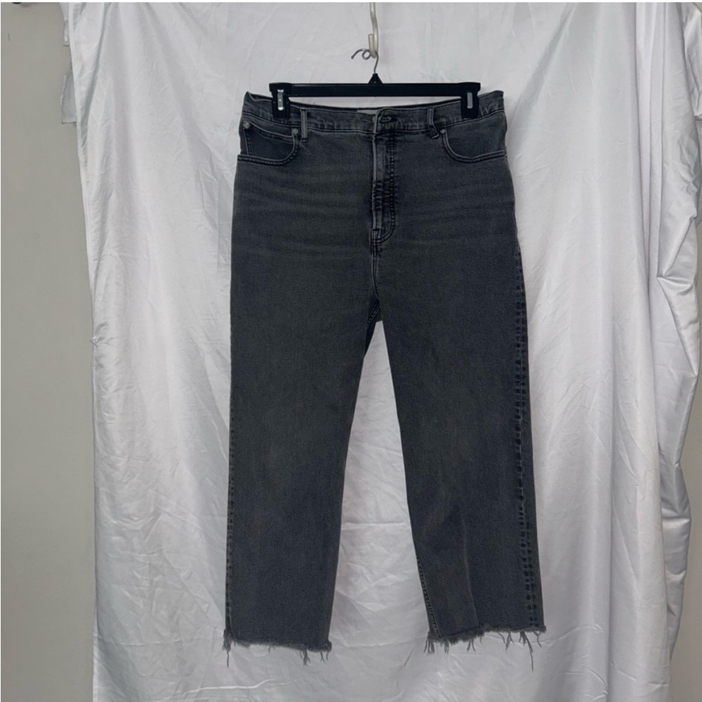Everlane The Way High Jeans Gray Black Jeans with Distressed Raw Hem 100% cotton